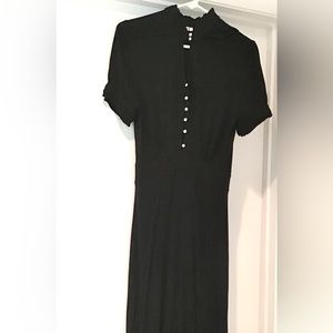 Joie Black Cotton Crystal Button Tea Dress